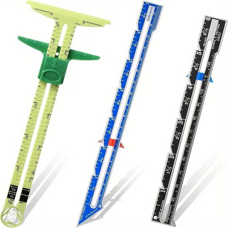 Sewing Gauge Ruler - ไม้บรรทัดวัดตะเข็บเย็บผ้า 5-IN-1 สำหรับงานควิลท์ งานแพทช์เวิร์ค ไม้บรรทัดช่างตัดเสื้อ ตัวช่วยวัดขนาด