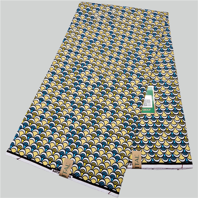 ผ้าฝ้ายแอฟริกันสีน้ำเงินพิมพ์ล - Sewing Batik Fabric บทวิจารณ์และราคา