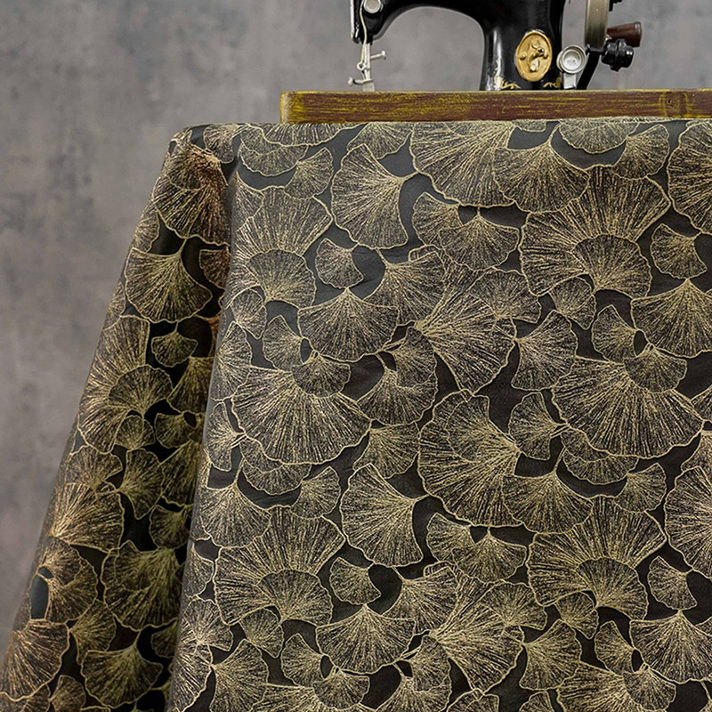 ผ้าแจ็คการ์ดลายใบแปะก๊วยนูน 3  - Vintage Sewing Textile บทวิจารณ์และราคา